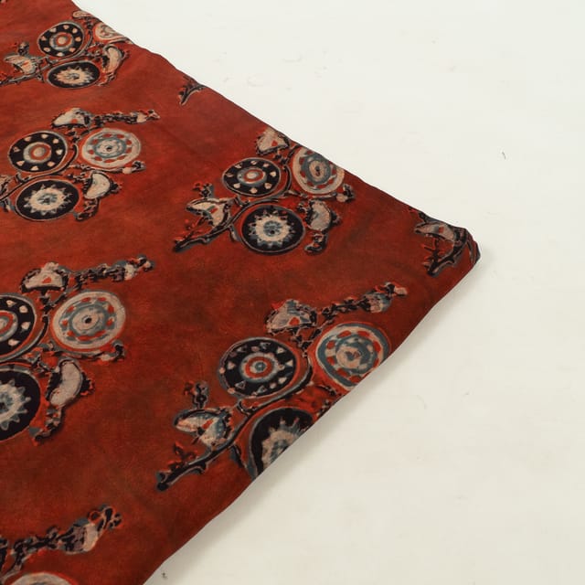 Maroon Color Modal Satin Printed Fabric (1.50Meter cut Piece)