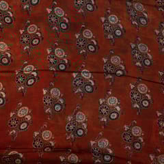 Maroon Color Modal Satin Printed Fabric (1.50Meter cut Piece)