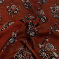 Maroon Color Modal Satin Printed Fabric (1.50Meter cut Piece)