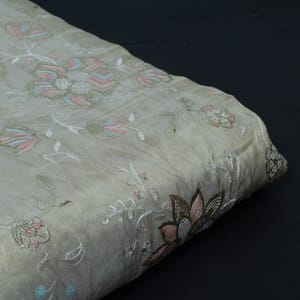 Dyeable Tissue Upada Embroidered Fabric