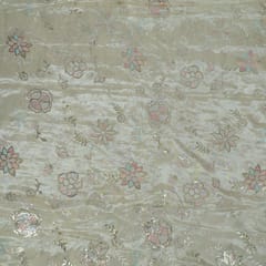 Dyeable Tissue Upada Embroidered Fabric