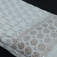 Dyeable Georgette Embroidered Fabric
