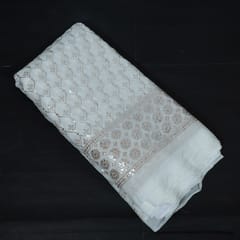 Dyeable Georgette Embroidered Fabric