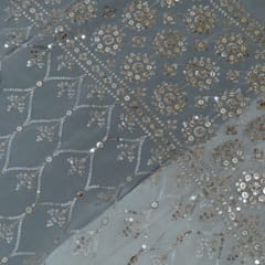 Dyeable Georgette Embroidered Fabric