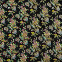 Black Color Tissue Print with Embroidered Fabric