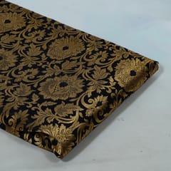 Black Color Satin Brocade Fabric