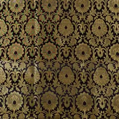 Black Color Satin Brocade Fabric