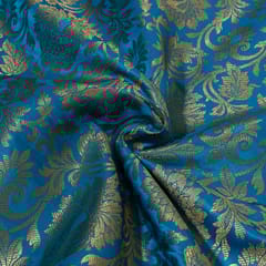 Firozi Color Satin Brocade Fabric