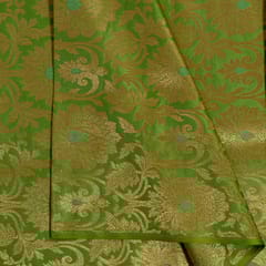 Parrot Green Color Satin Brocade Fabric