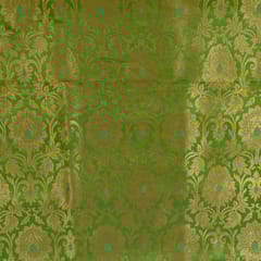 Parrot Green Color Satin Brocade Fabric
