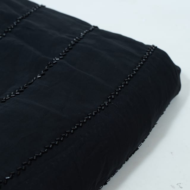 Black Color Georgette Embroidered Fabric