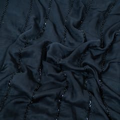 Black Color Georgette Embroidered Fabric