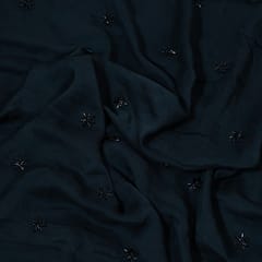 Black Color Georgette Embroidered Fabric