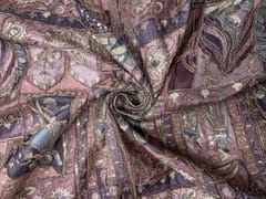 Lilac Geometric Silk Embroiderd Fabric