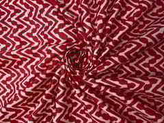 Red White Chevron Cotton Fabric