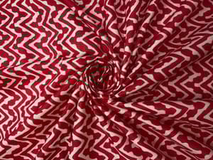 Red White Chevron Cotton Fabric