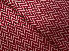 Red White Chevron Cotton Fabric