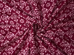 Maroon Abstract Cotton Cambric Fabric