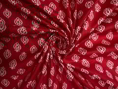 Red Floral Floral Cotton Cambric Fabric