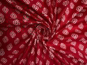 Red Floral Floral Cotton Cambric Fabric