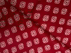 Red Floral Floral Cotton Cambric Fabric