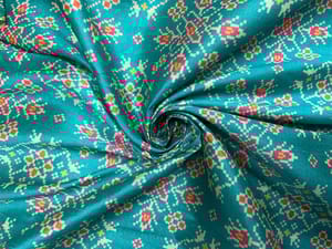 Sea Green Geometric Semi Tussar Fabric