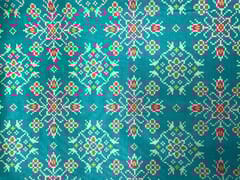 Sea Green Geometric Semi Tussar Fabric