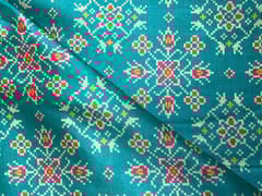 Sea Green Geometric Semi Tussar Fabric