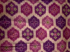 Cream Purple Geometric Semi Tussar Fabric