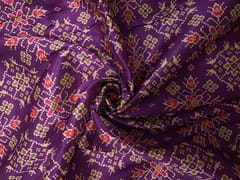 Purple Geometric Semi Tussar Fabric