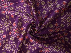 Purple Geometric Semi Tussar Fabric
