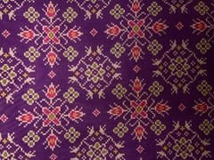 Purple Geometric Semi Tussar Fabric