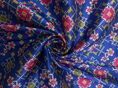 Blue Geometric Semi Tussar Fabric