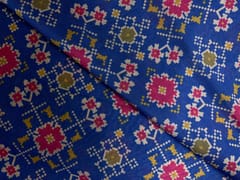 Blue Geometric Semi Tussar Fabric