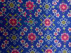 Blue Geometric Semi Tussar Fabric