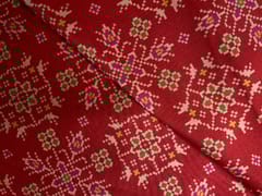Red Geometric Semi Tussar Fabric