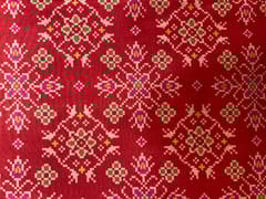 Red Geometric Semi Tussar Fabric