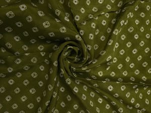 Chinon Chiffon Mehndi Green Geometric Fabric
