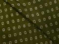 Chinon Chiffon Mehndi Green Geometric Fabric