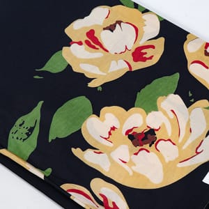 Black Color Cambric Cotton One Side Border Printed Fabric (1.30Meter Cut Piece)