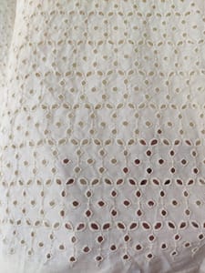 Natural Colour Dyeable Panta Floral Pattern Schiffli Embroidered Fabric