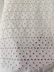 Natural Colour Dyeable Panta Floral Pattern Schiffli Embroidered Fabric