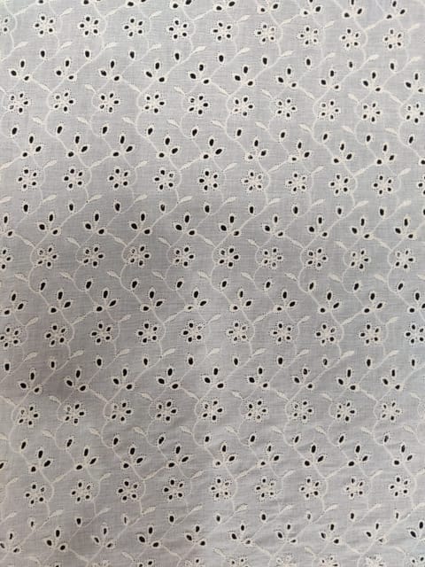 Natural Colour Dyeable Panta Floral Pattern Schiffli Embroidered Fabric