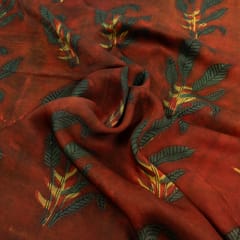 Maroon Color Modal Satin Printed Fabric (1.50Meter Cut Piece)