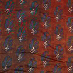 Maroon Color Modal Satin Printed Fabric (1.60Meter Piece)