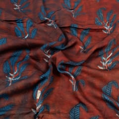 Maroon Color Modal Satin Printed Fabric (1.60Meter Piece)
