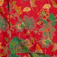 Red Color Dola Silk Jacquard Printed Fabric