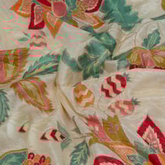 Peach Color Dola Silk Jacquard Printed Fabric