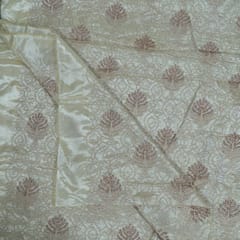 Dyeable Zari Upada Tissue Embroidered Fabric