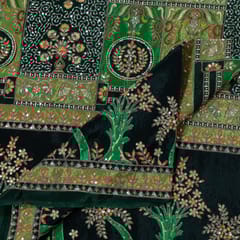 Green Color Crepe Print with Embroidered Fabric